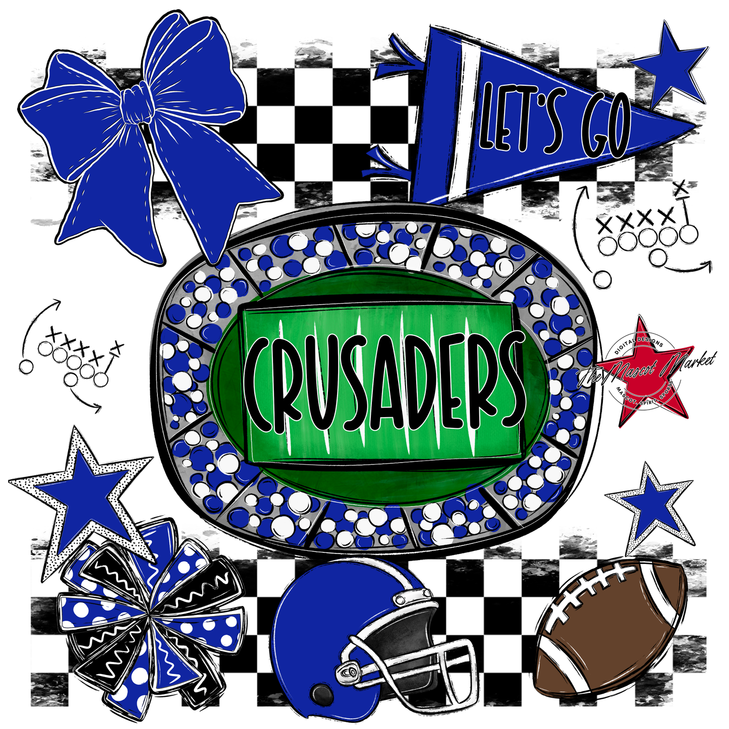 Crusaders Checkers Spirit Design-Royal Blue