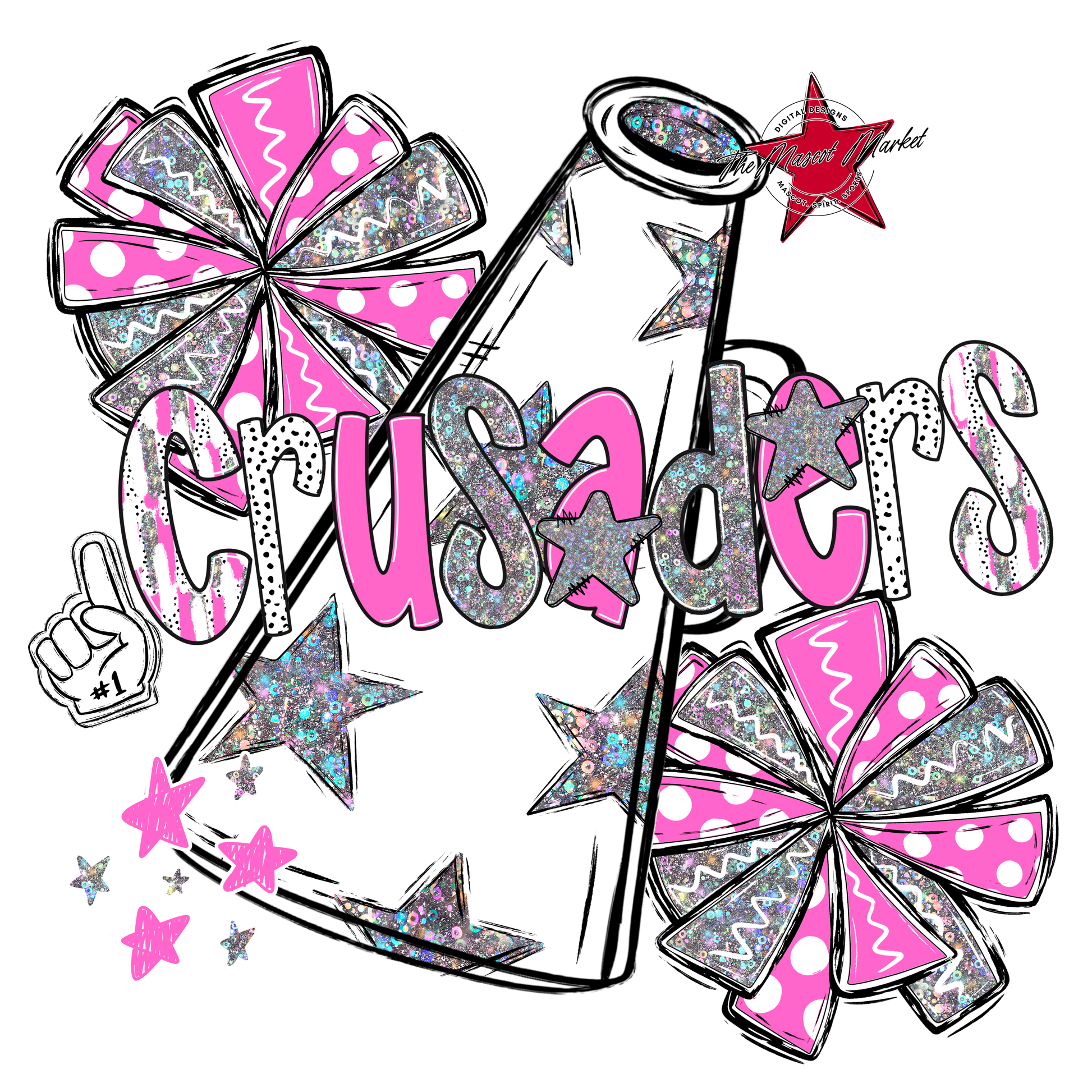 Crusaders Cheer Megaphone Scrape-Baby Pink