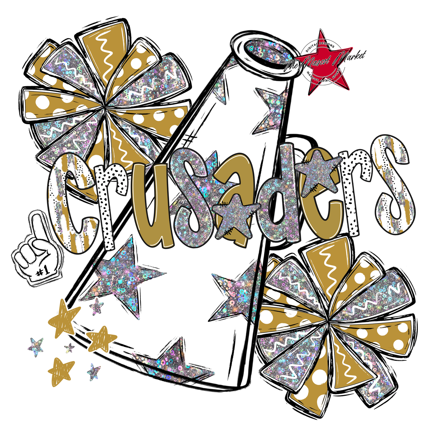Crusaders Cheer Megaphone Scrape-Gold