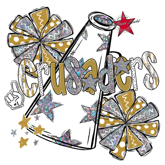 Crusaders Cheer Megaphone Scrape-Gold