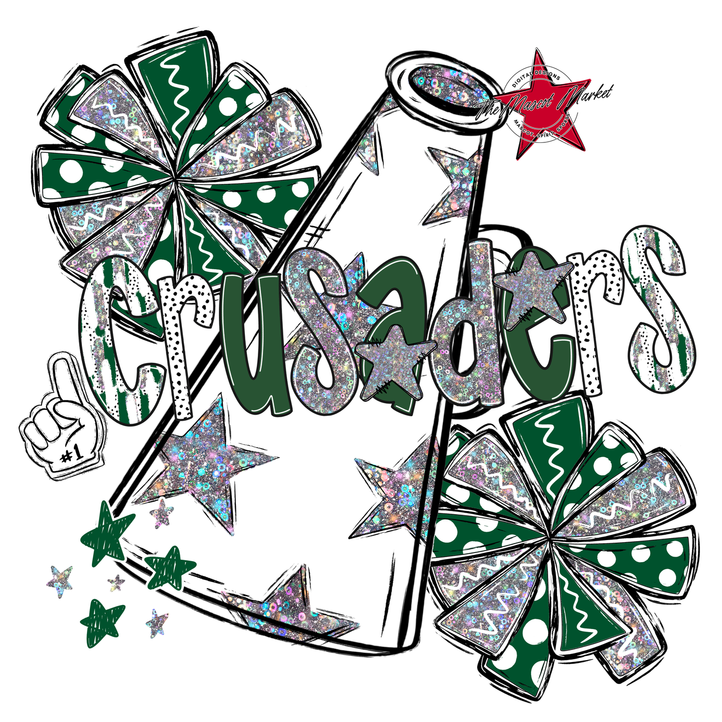 Crusaders Cheer Megaphone Scrape-Green