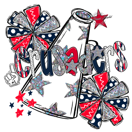 Crusaders Cheer Megaphone Scrape-Navy-Red