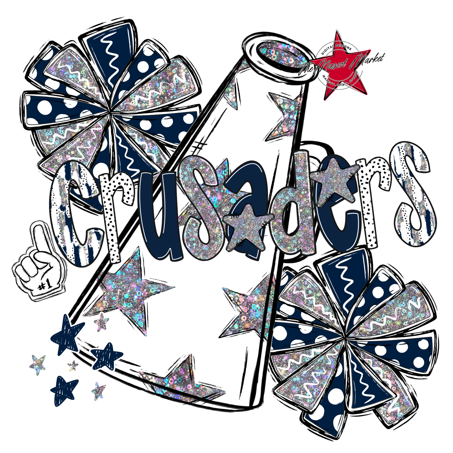 Crusaders Cheer Megaphone Scrape-Navy