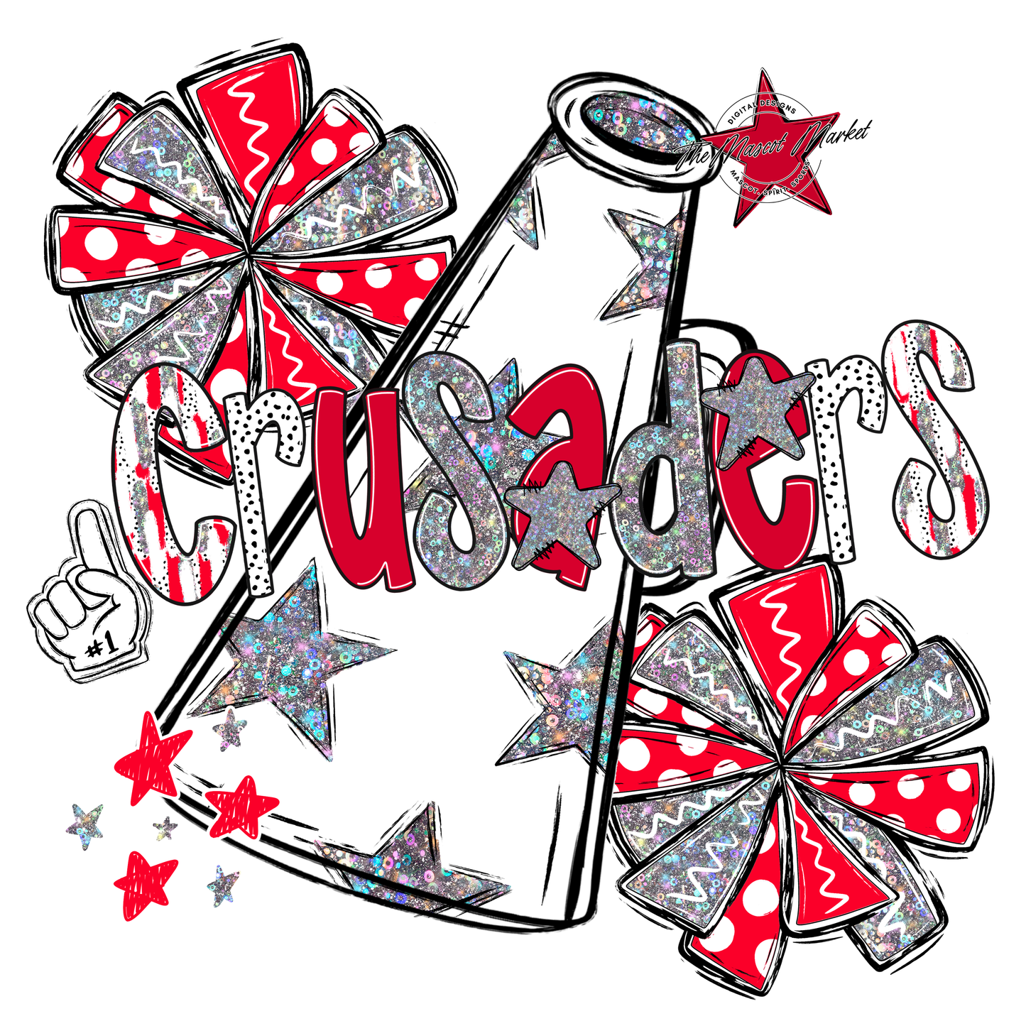 Crusaders Cheer Megaphone Scrape-Red