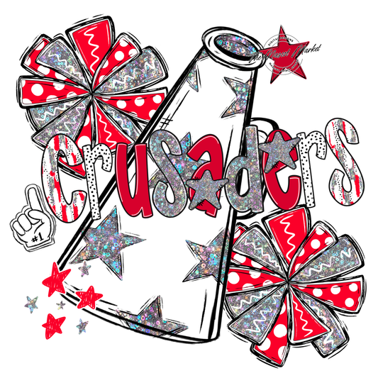 Crusaders Cheer Megaphone Scrape-Red