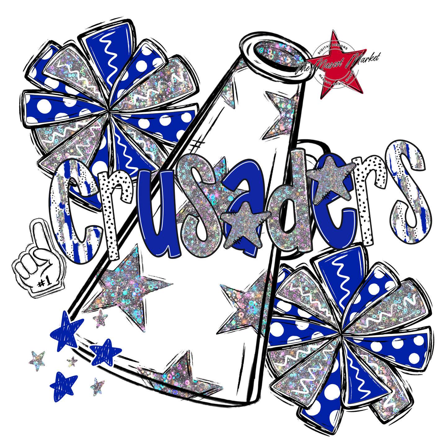 Crusaders Cheer Megaphone Scrape-Royal Blue