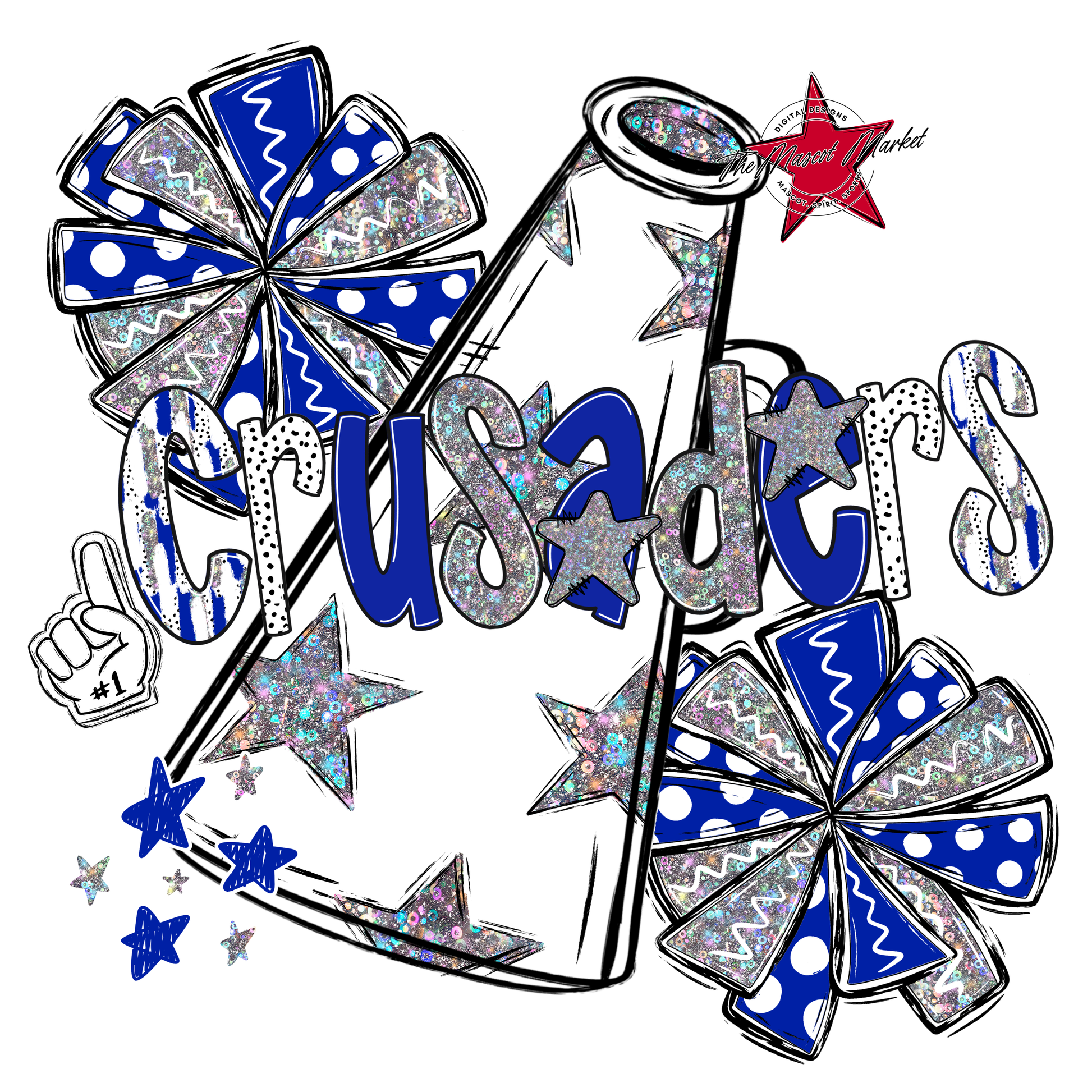 Crusaders Cheer Megaphone Scrape-Royal Blue