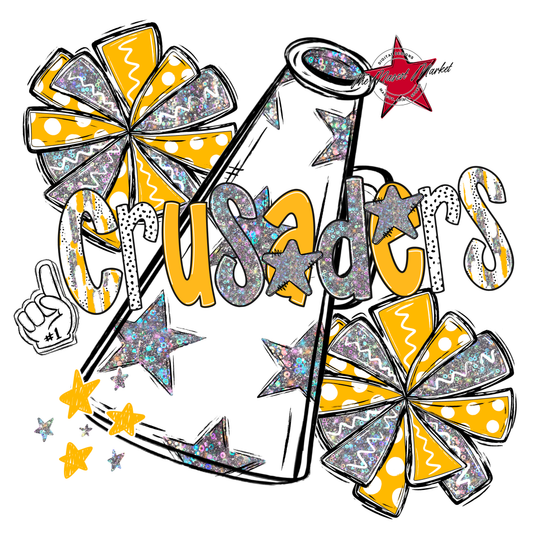 Crusaders Cheer Megaphone Scrape-Yellow