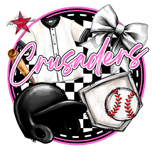 Crusaders Circle Baseball Design-Baby Pink