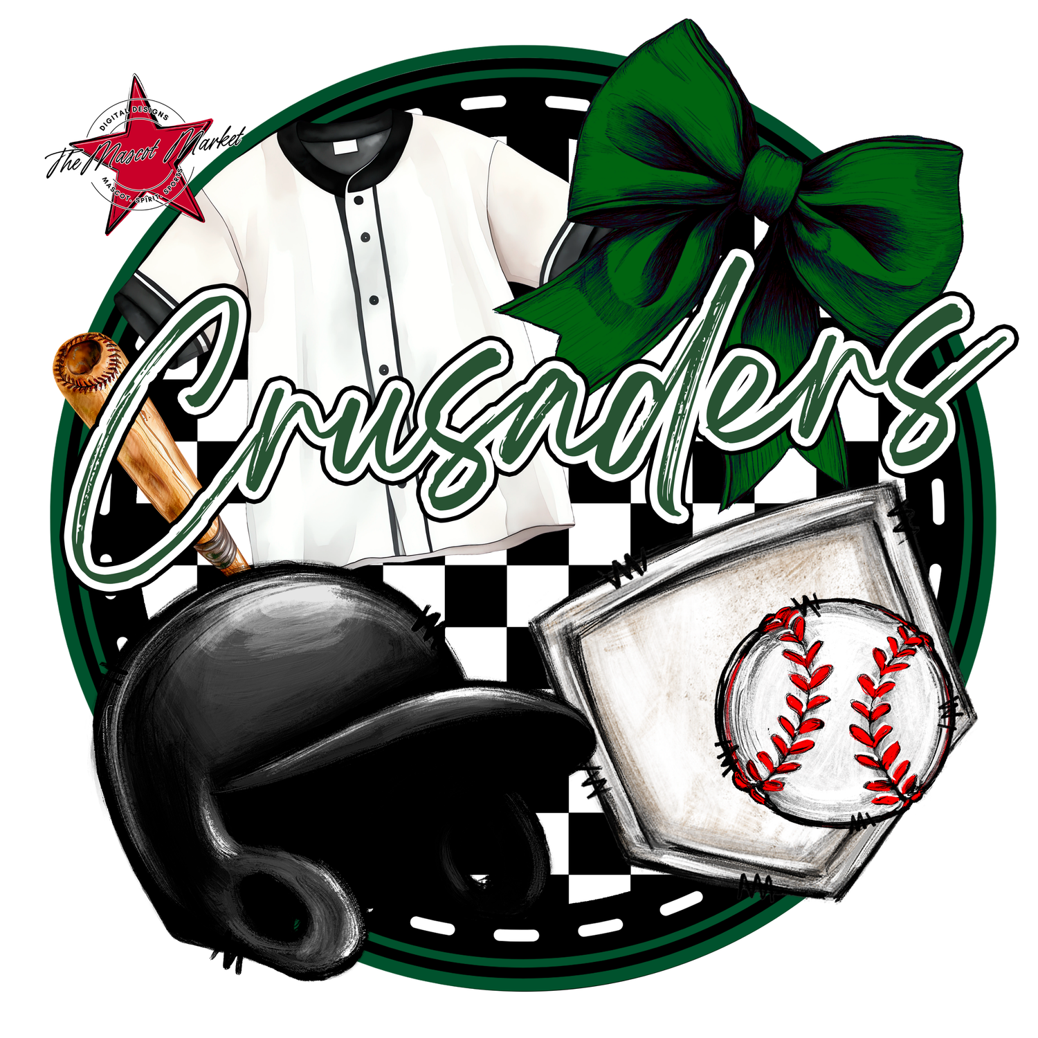Crusaders Circle Baseball Design-Green
