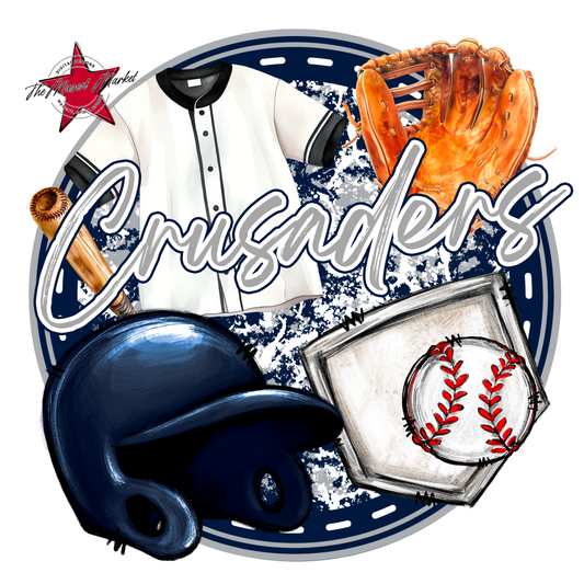 Crusaders Circle Baseball Design-Navy-Grey