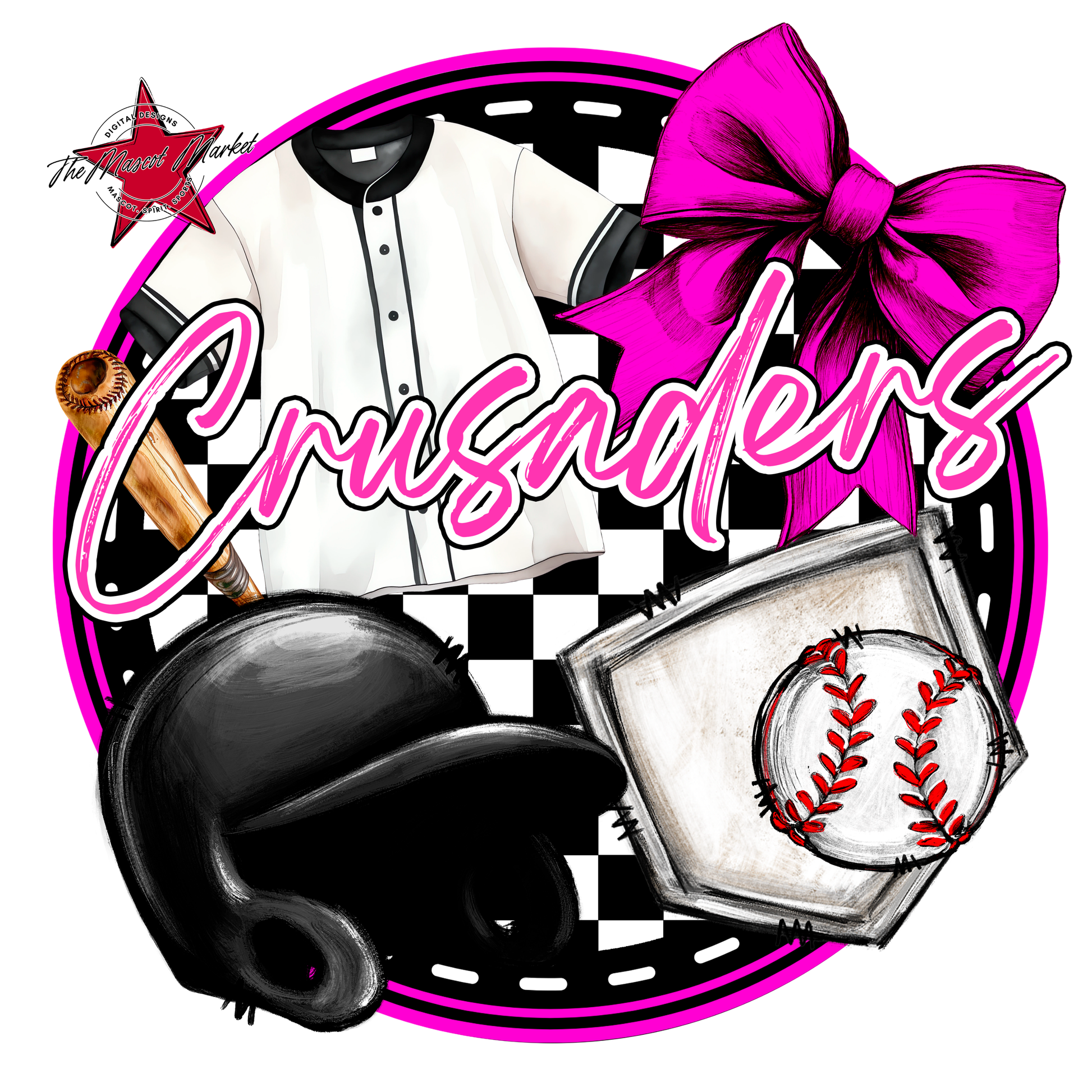 Crusaders Circle Baseball Design-Pink