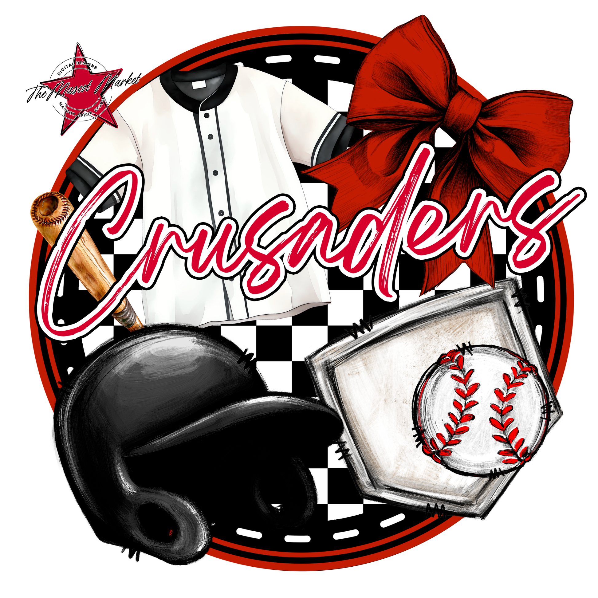 Crusaders Circle Baseball Design-Red