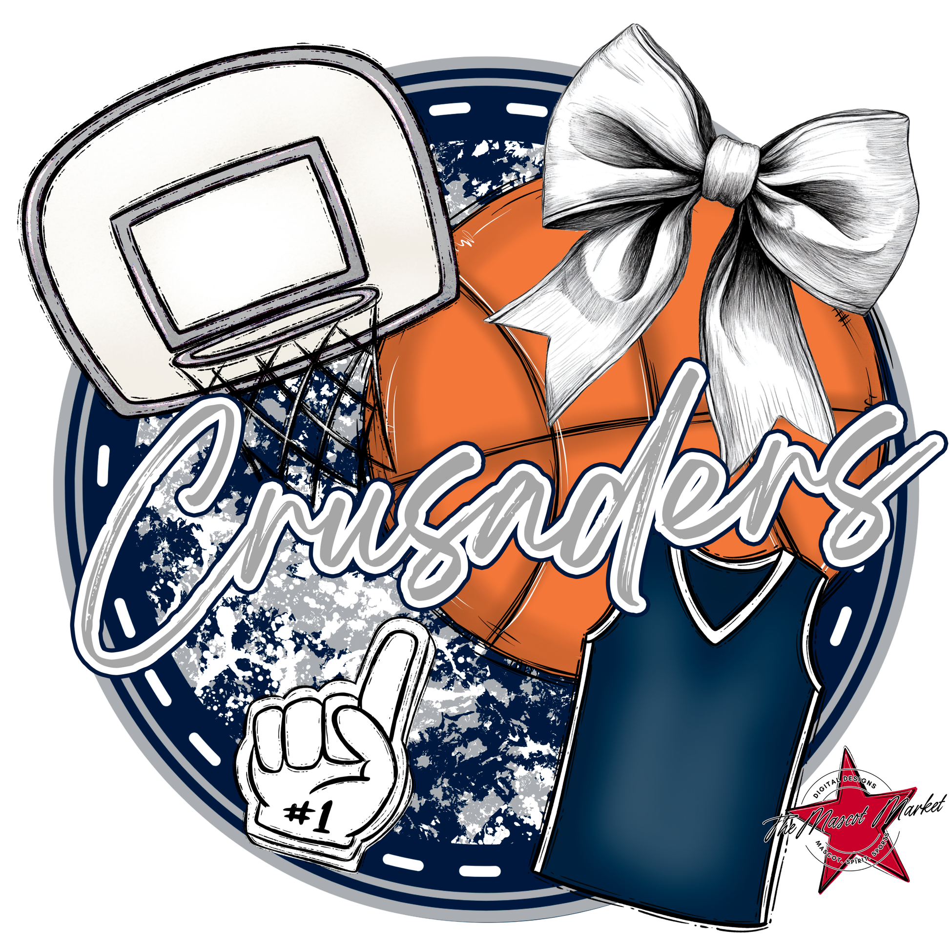 Crusaders Circle Basketball Design-Navy-Grey