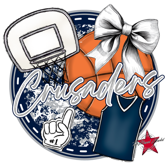 Crusaders Circle Basketball Design-Navy-Grey