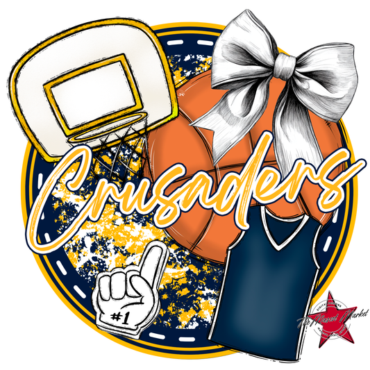 Crusaders Circle Basketball Design-Navy-Yellow