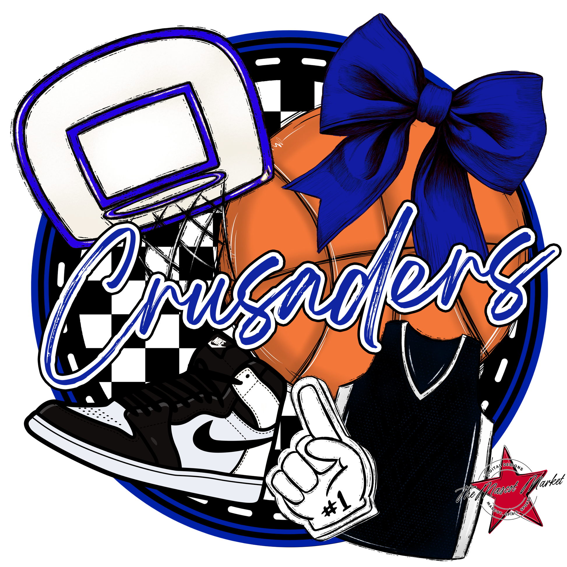 Crusaders Circle Basketball Design-Royal Blue