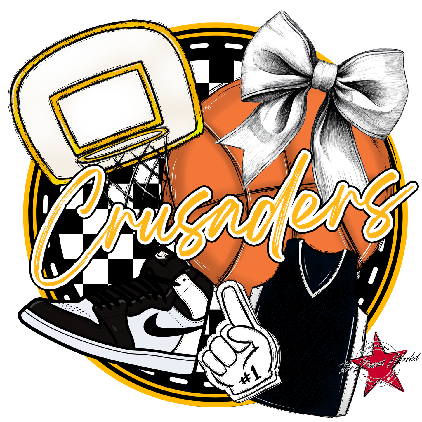 Crusaders Circle Basketball Design-Yellow