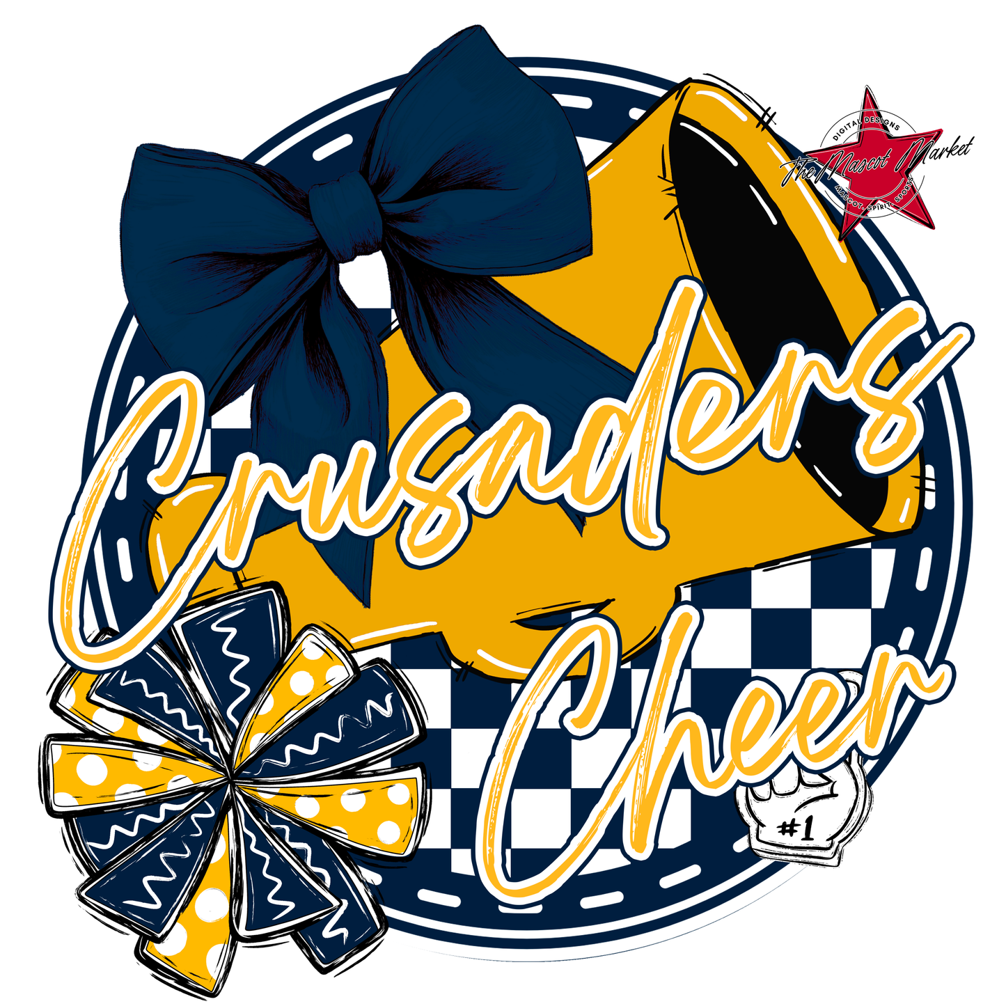 Crusaders Circle Cheer Design-Navy-Yellow