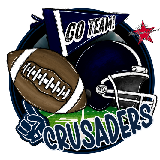 Crusaders Circle Football Design-Navy
