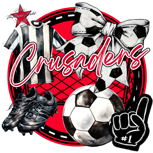 Crusaders Circle Soccer Design-Red