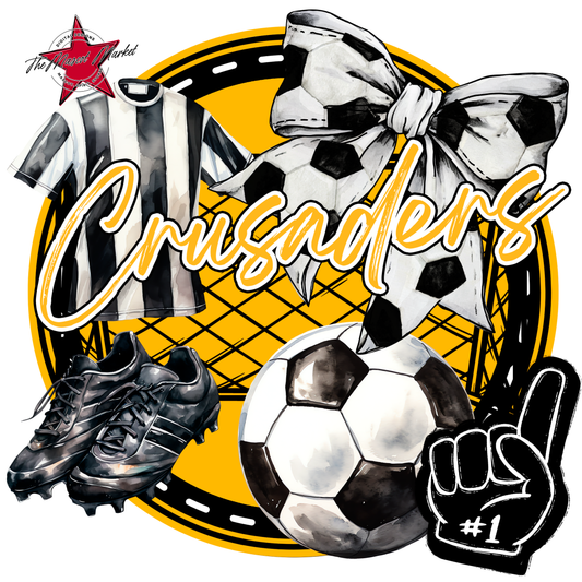 Crusaders Circle Soccer Design-Yellow
