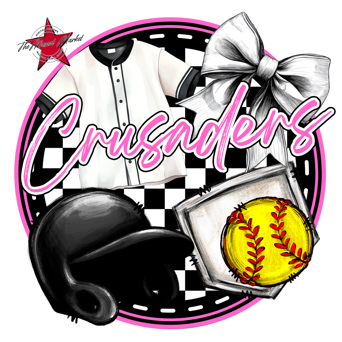 Crusaders Circle Softball Design-Baby Pink