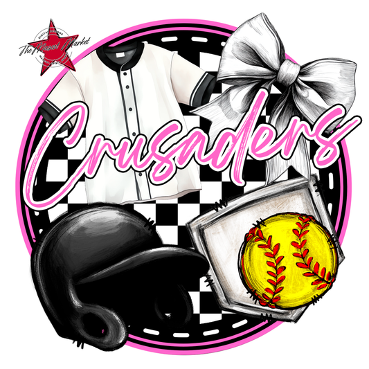Crusaders Circle Softball Design-Baby Pink