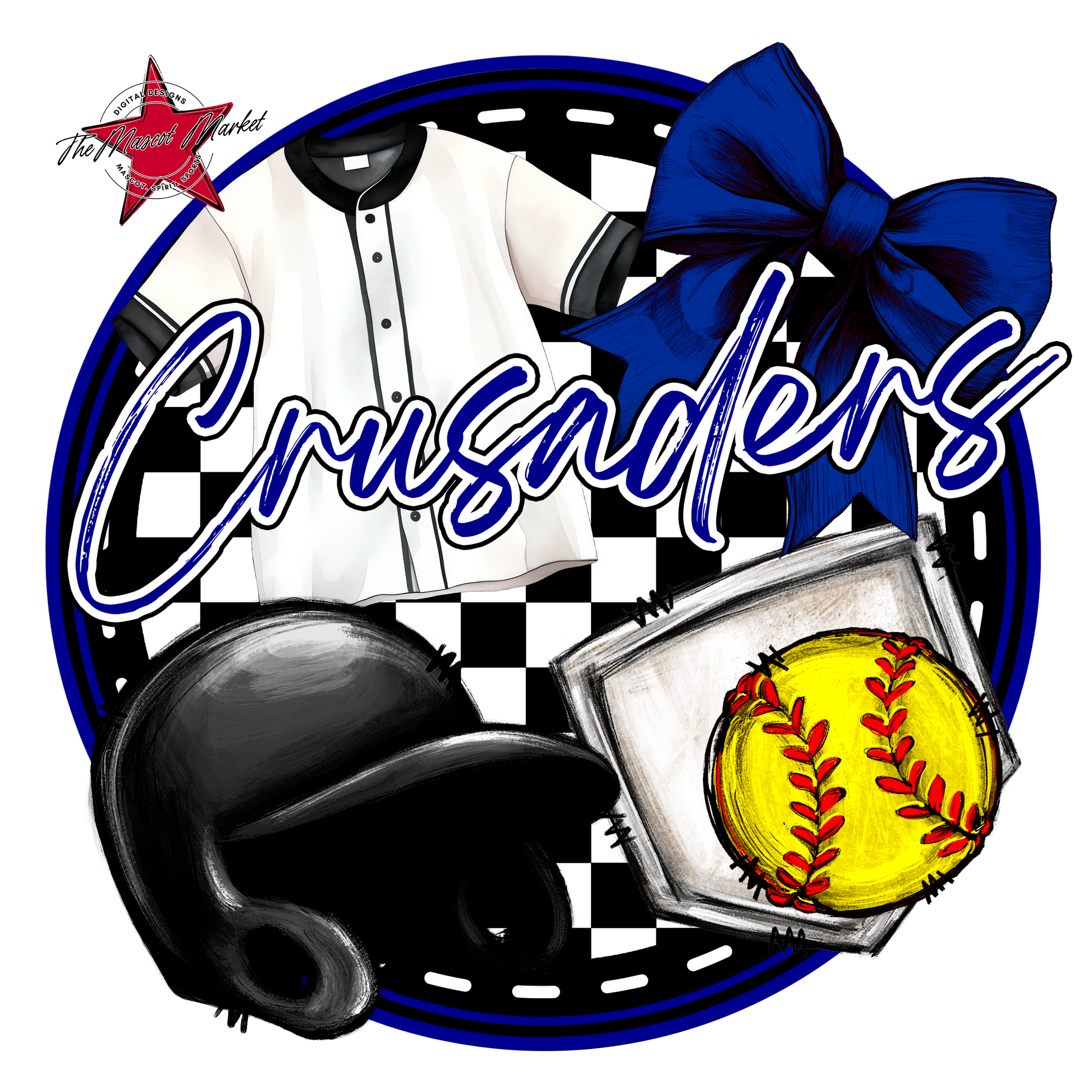 Crusaders Circle Softball Design-Blue