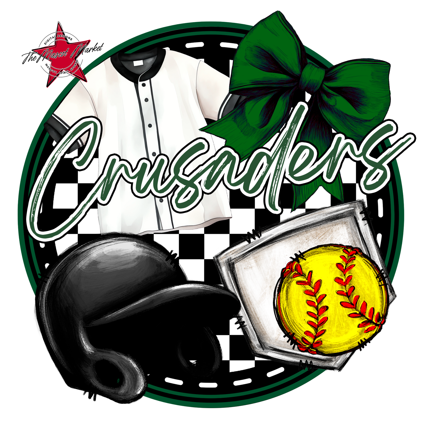 Crusaders Circle Softball Design-Green