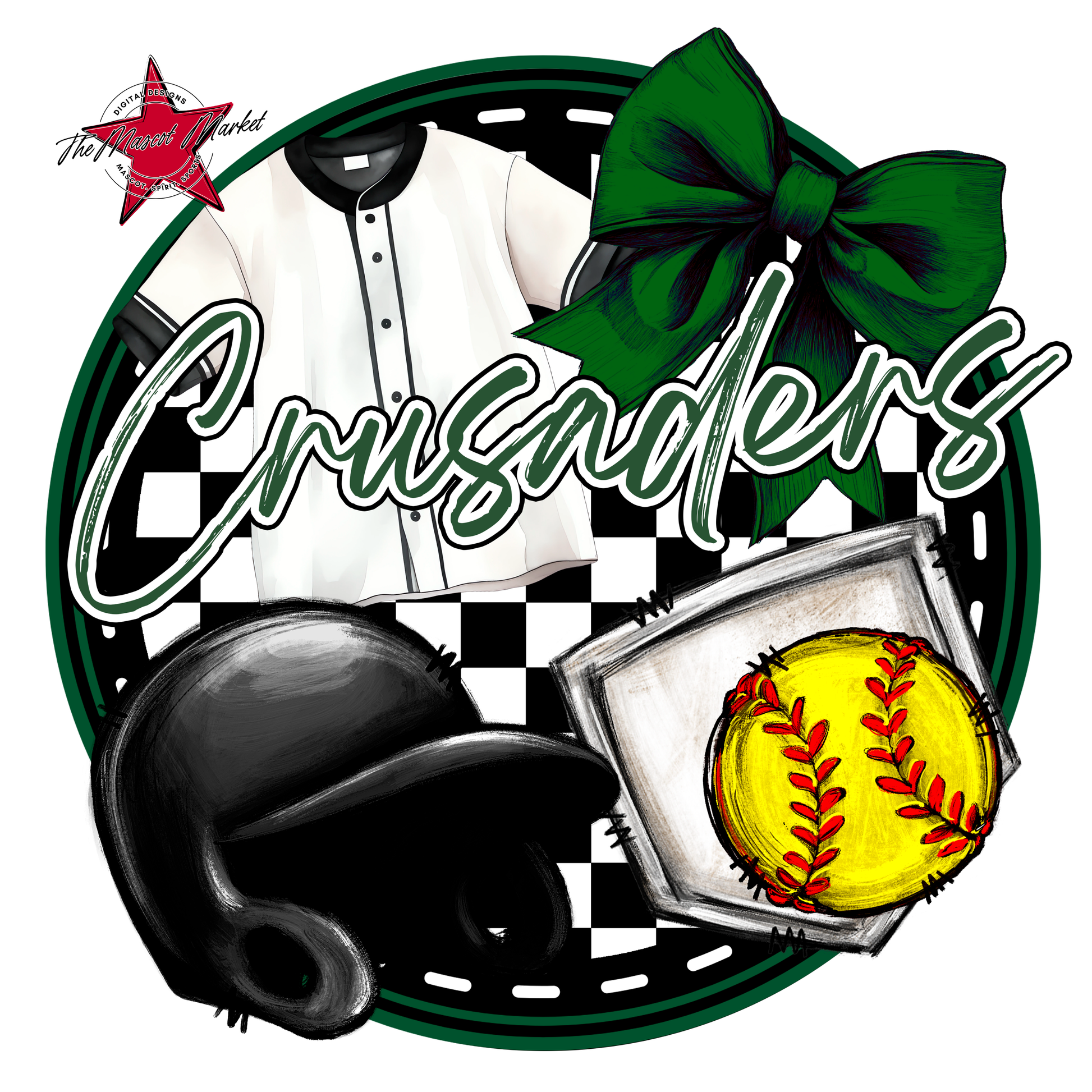 Crusaders Circle Softball Design-Green