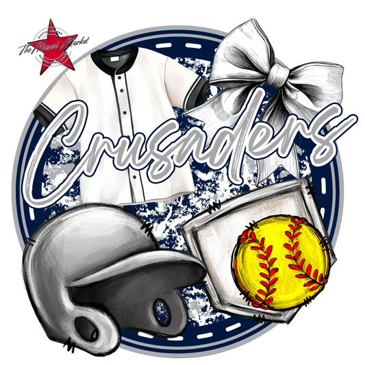 Crusaders Circle Softball Design-Navy-Grey