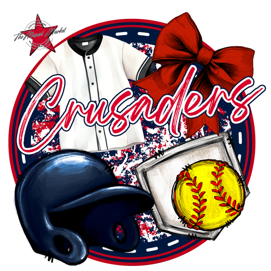Crusaders Circle Softball Design-Navy-Red