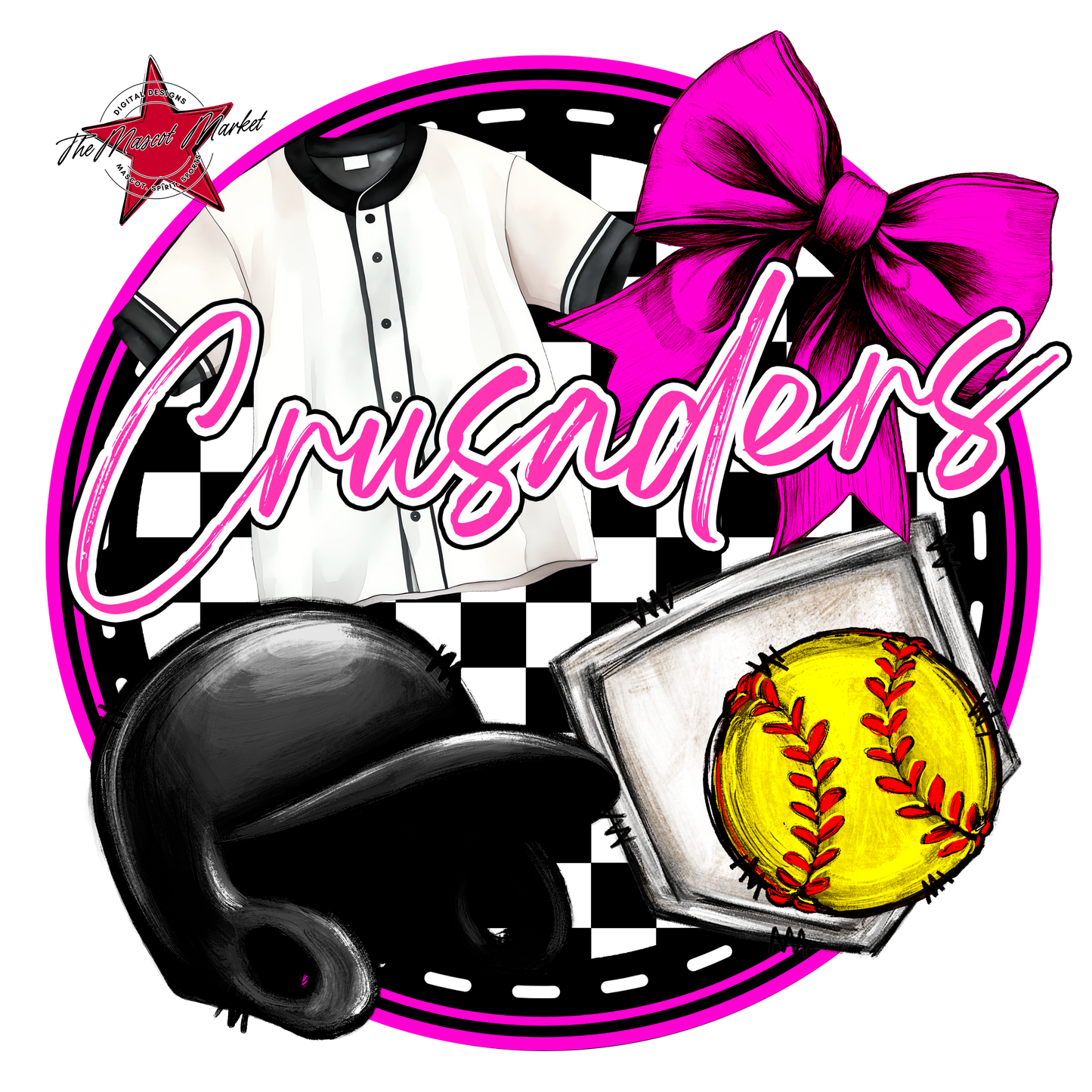 Crusaders Circle Softball Design-Pink