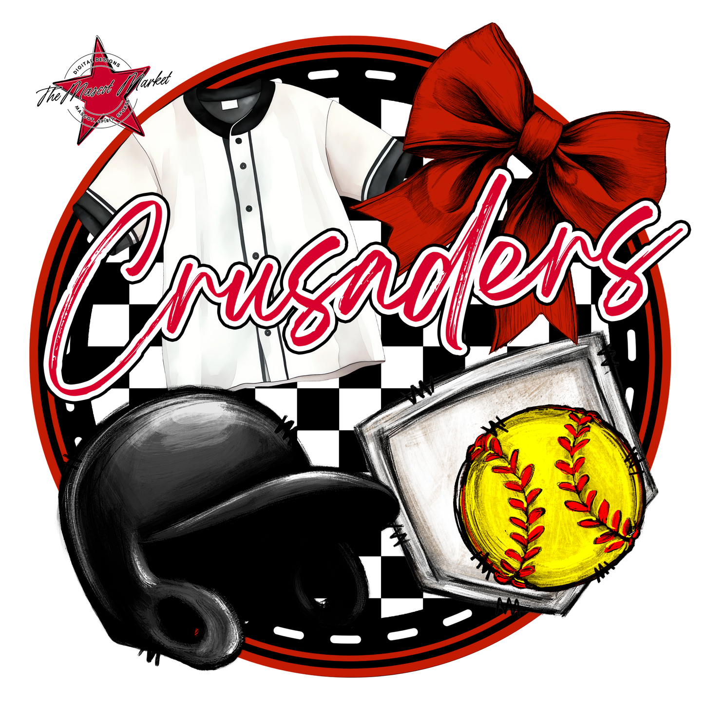 Crusaders Circle Softball Design-Red