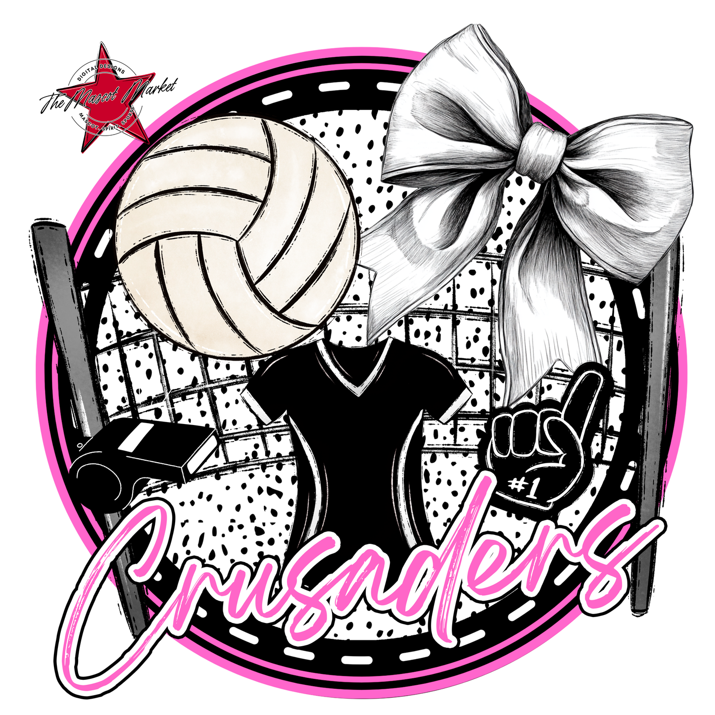 Crusaders Circle Volleyball Design-Baby Pink