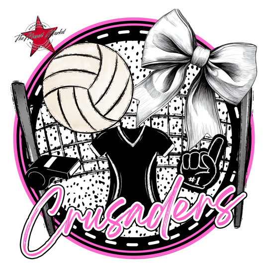 Crusaders Circle Volleyball Design-Baby Pink