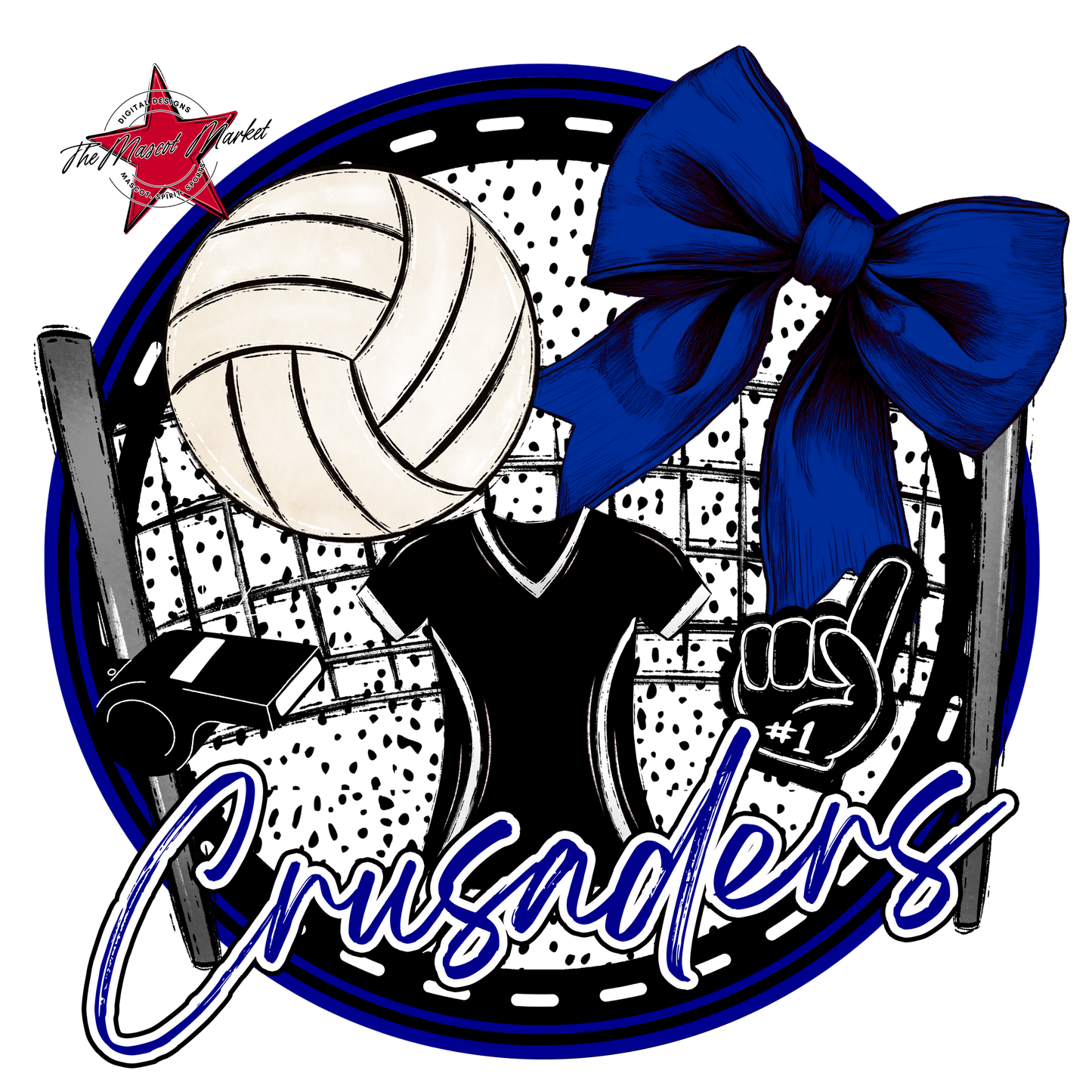 Crusaders Circle Volleyball Design-Blue