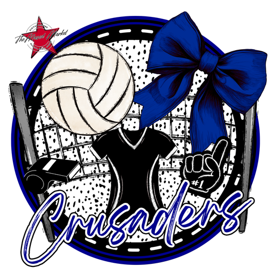 Crusaders Circle Volleyball Design-Blue