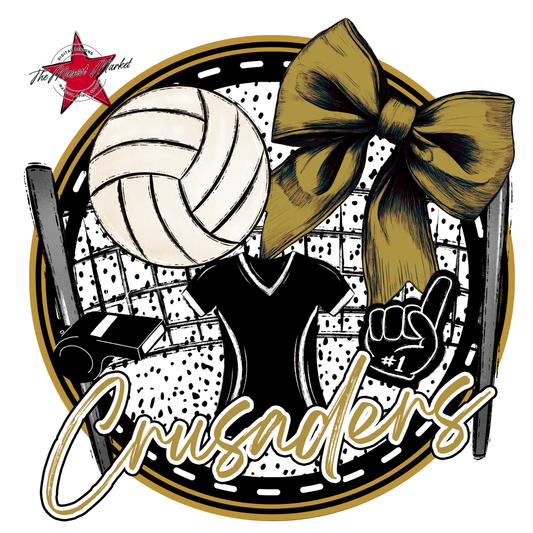 Crusaders Circle Volleyball Design-Gold
