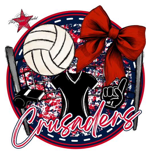 Crusaders Circle Volleyball Design-Navy-Red