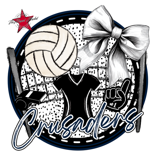 Crusaders Circle Volleyball Design-Navy