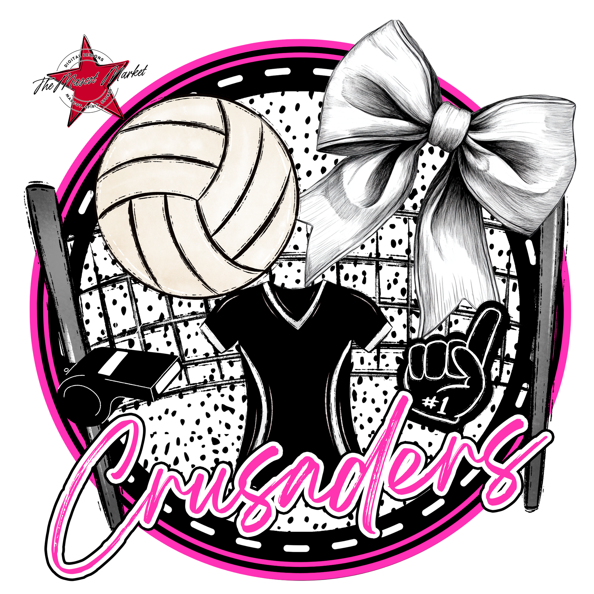 Crusaders Circle Volleyball Design-Pink