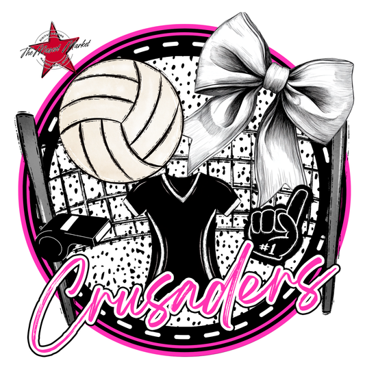 Crusaders Circle Volleyball Design-Pink