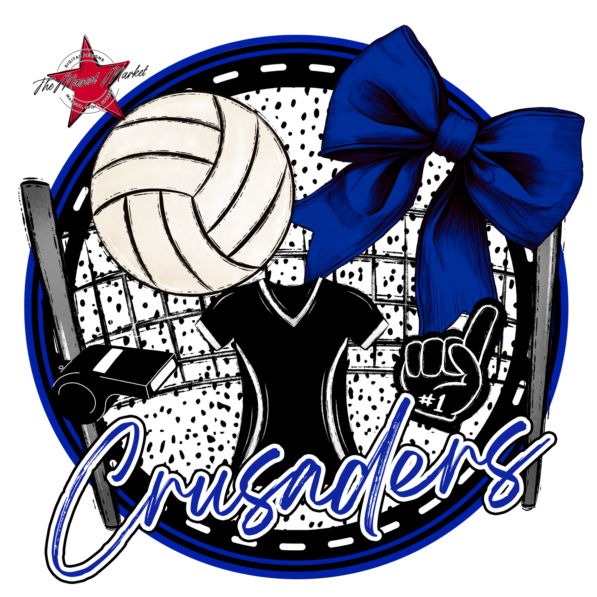 Crusaders Circle Volleyball Design-Royal Blue