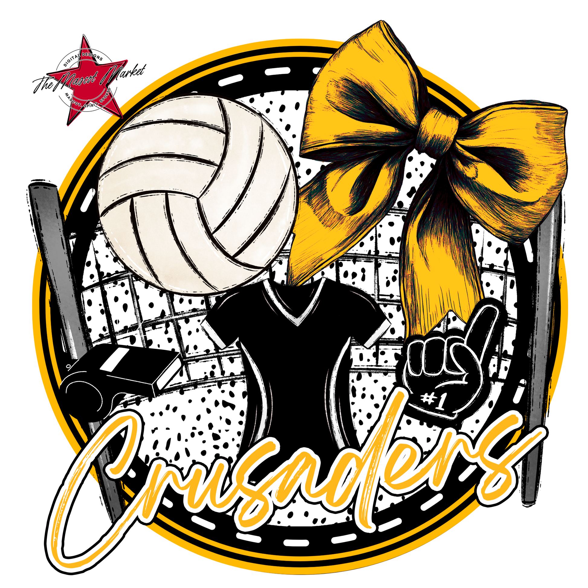 Crusaders Circle Volleyball Design-Yellow