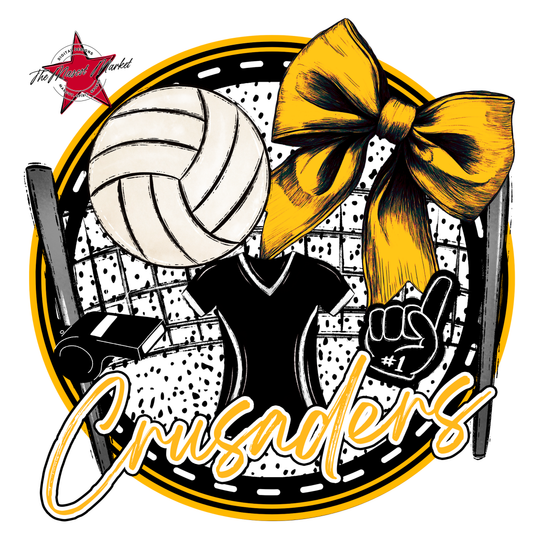 Crusaders Circle Volleyball Design-Yellow