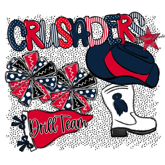 Crusaders Drillteam Spirit-Navy & Red
