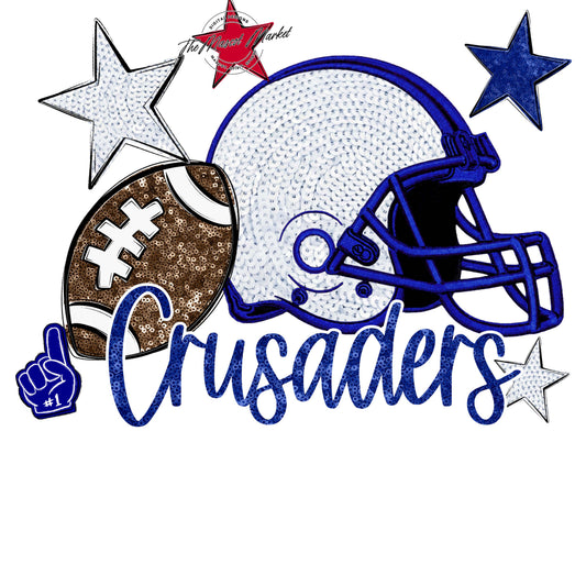 Crusaders Football Embroidered Sequins Design-Blue
