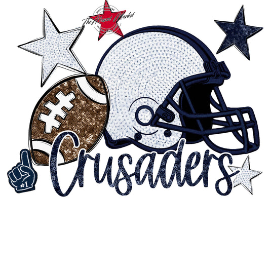 Crusaders Football Embroidered Sequins Design-Navy